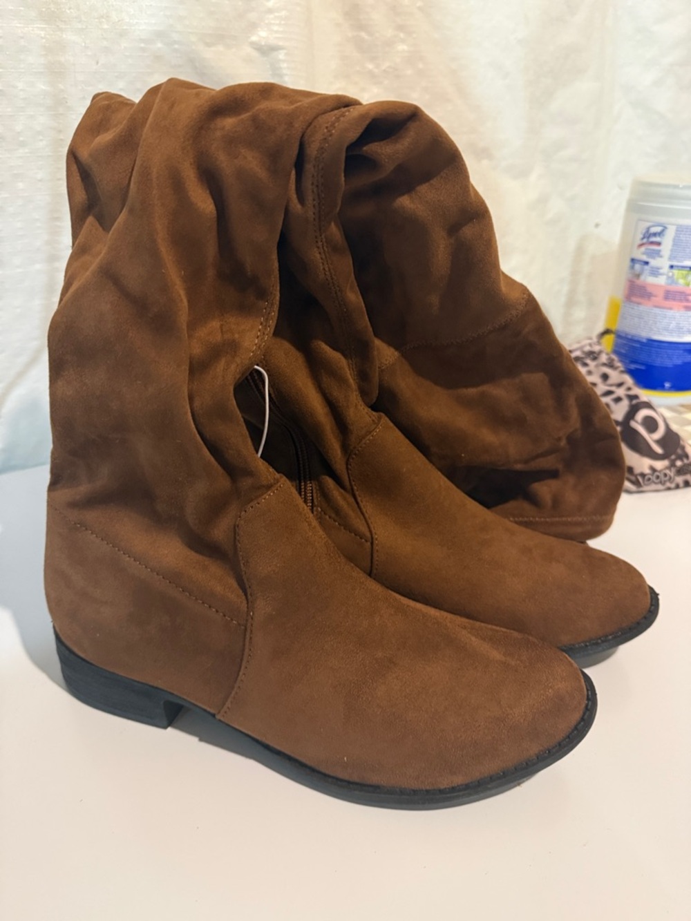 a new day Brown Slouch Suede Heeled Boots